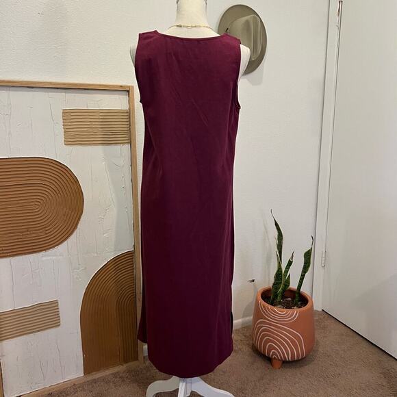 Vintage 90s Magenta Sleeveless Stone Beaded Embroidered Maxi Dress - Picture 6 of 13